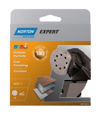 NORTON Disque auto-agrippant grain 180 d: 125 mm - lot de 5 - 
