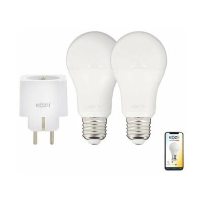 KOZII Pack de 2 Ampoules LED connect&eacute;es A60, culot E27, CCT avec prise connect&eacute;e