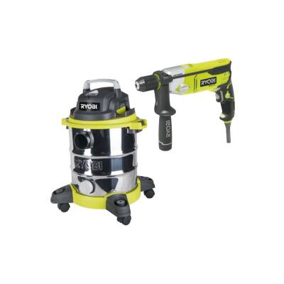 RYOBI Pack  Aspirateur Eau Et Poussi&egrave;re - 1250w - 20l - Rvc-1220i-g - Perforateur Bur
