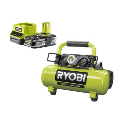 RYOBI  - Pack Compresseur &agrave; cuve 18V One Plus - 4L R18AC-0 - 1 Batterie 2.5Ah - 1 Chargeur rapide RC18120-125