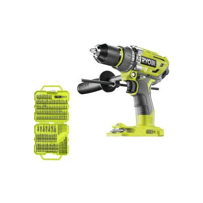 RYOBI Pack  Perceuse-visseuse &agrave; percussion R18PD7-0 Brushless One+ sans batterie ni chargeur - Coffret 127 accessoires de vissage per&ccedil;age RAK127DDSD 