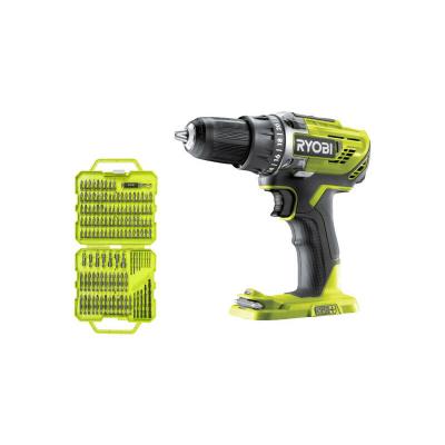 RYOBI Pack  - Perceuse-visseuse R18DD3-0 - 18V One+ sans batterie ni chargeur - Coffret 127 accessoires de vissage per&ccedil;age RAK127DDSD