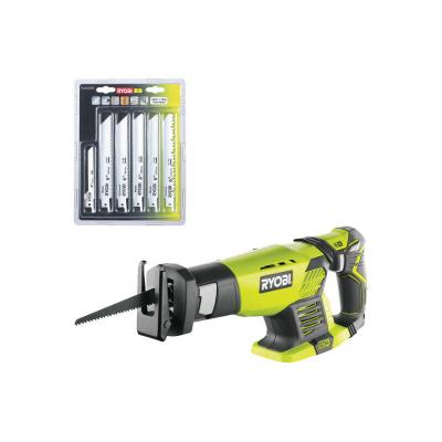 RYOBI Pack  - Scie sabre RRS1801M - 18V One+ sans batterie ni chargeur - Lot de 6 lames universelles - bois et m&eacute;tal 100/152mm - RAK06RB 
