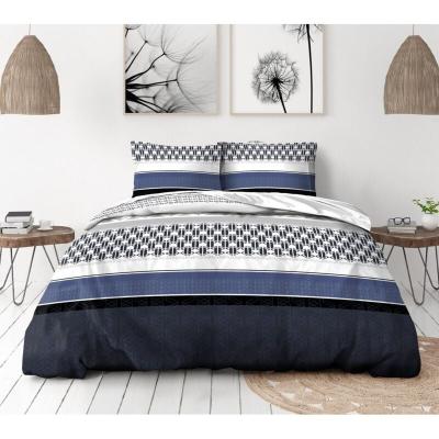 LOVELY HOME  - Parure de couette 3 pieces coton 57 fils bleu 240 x 260 cm - boogie