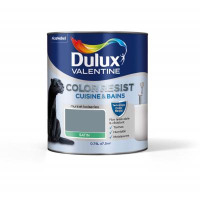 DULUX VALENTINE Peinture Color Resist Cuisine&Bains - Bleu - Satin - 0,75L