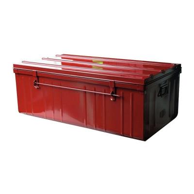 LES TENDANCES Malle de rangement en m&eacute;tal rouge 175 litres