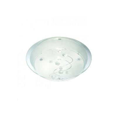 SEARCHLIGHT Plafonnier flush verre verre miroir &agrave; motifs givr&eacute;s avec des nacr&eacute;s transparentes 1 ampoule 8cm