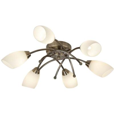 SEARCHLIGHT Plafonnier opera 6 ampoules laiton avec verre opale 