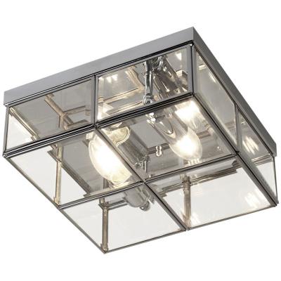 SEARCHLIGHT Plafonnier flush verre bizarre chrome 2 ampoules 10cm