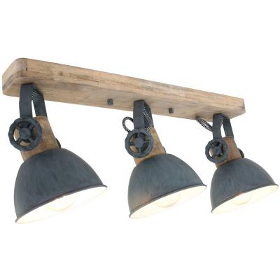 STEINHAUER  Spot plafond Gearwood, &agrave; 3 lampes long, gris