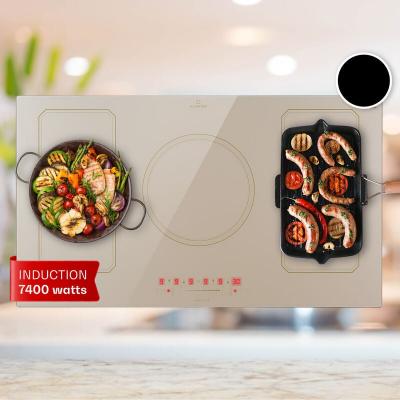 KLARSTEIN  victoria 5 flex Plaque de cuisson &agrave; induction encastrable 7400W 2 zones minuterie Ivoire 