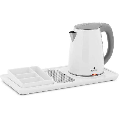 ROYAL CATERING Plateau de courtoisie haut de gamme avec bouilloire inox blanc 1,2 l 1 800 w