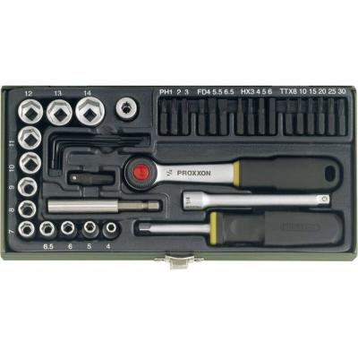 PROXXON Coffret de vissage avec cliquet 1/4 et support magn&eacute;tique 39 pi&egrave;ces