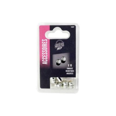 LE CROCHET FRANCAIS Lot de 10 punaises argent , Diam.10 mm