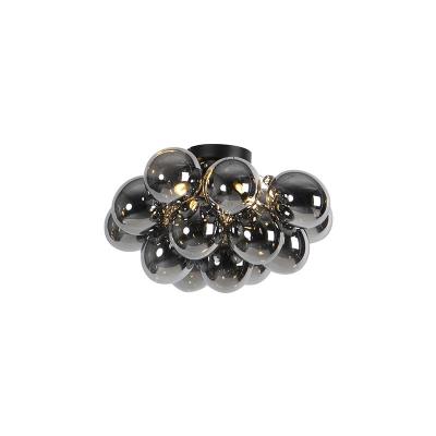 QAZQA Plafonnier design noir avec verre fum&eacute; 4 lampes - uvas
