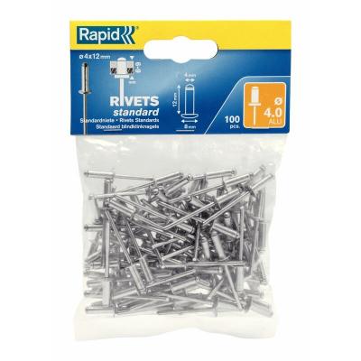 RAPID Lot de 100 rivets aluminium Diam.4 x H.12 mm - 