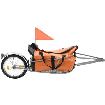 VIDAXL  remorque a bagages pour velo avec sac orange et noir