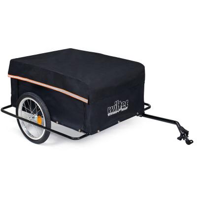 WILTEC  - Remorque pour v&eacute;lo 65 kg max., 1390 x 880 x 600 mm, Cadre prot&egrave;ge-roue, Timon rabattable & Attelage rapide, Transport de charges Randonn&eacute;e