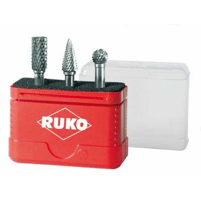 RUKO  116001 - Juego de 3 fresas de metal duro con v&aacute;stago de 6 mm