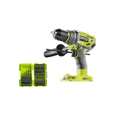 RYOBI Pack  - Perceuse-visseuse &agrave; percussion R18PD7-0 - Brushless One+ sans batterie ni chargeur - 38 accessoires de per&ccedil;age-vissage - RAK38SDD 