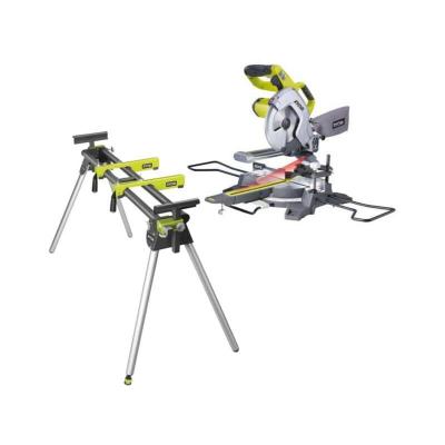 RYOBI Pack Scie &agrave; coupe d'onglets radiale &eacute;lectrique - 1500W - 216mm - EMS216L - Support universel RLS02