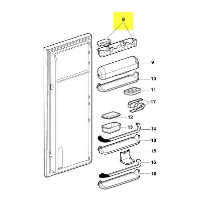 WHIRLPOOL Scholtes - balconet superieur/couvercle 411X75X55 pour refrigerateur