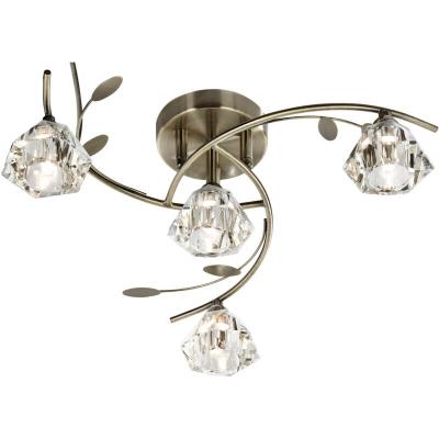 SEARCHLIGHT Plafonnier 4 ampoules Sierra, en laiton antique et verre 