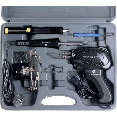TOOLCRAFT Set de soudure (Pistolet &agrave; souder 100 W, fer &agrave; souder 30 W, 3&egrave;me main, pompe &agrave; dessouder)