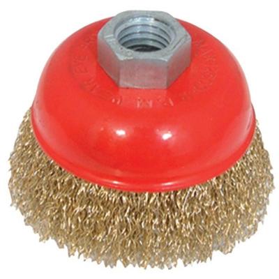 SILVERLINE Brosse boisseau fils dacier laitonn&eacute; ondul&eacute; 