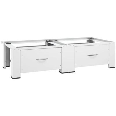VIDAXL Socle double pour lave-linge et s&egrave;che-linge avec tiroirs blanc