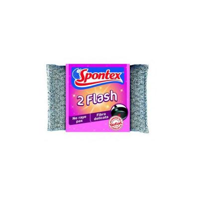 SPONTEX Eponge &Agrave; R&eacute;curer Grattants Flash  - Les 2 Tampons