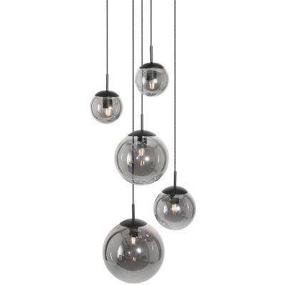 STEINHAUER  Suspension en verre Bollique, noire, &agrave; 5 lampes
