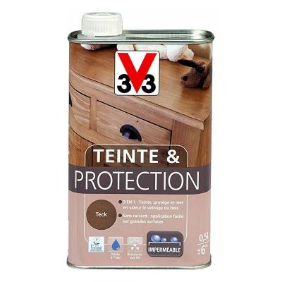 V33 BOIS Teinte & Protection 3 en 1 - Teck 0,5 L Finition : Mat - Teck