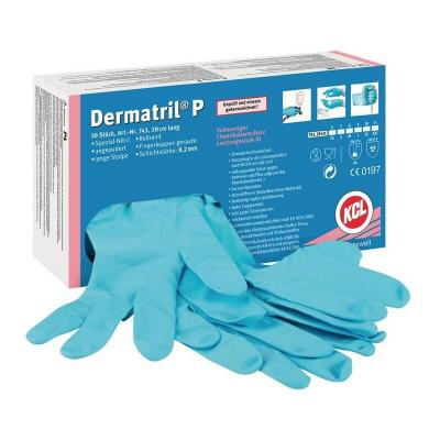 KCL Gant jetable Dermatril p 743 taille 11 bleu nitrile en 374, en 455 cat&eacute;gorie epi iii