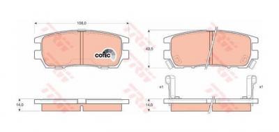 TRW  Jeu de plaquettes de frein arri&egrave;re GDB1127 MITSUBISHI PAJERO