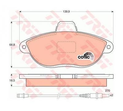 TRW Kit de plaquettes de frein frein &agrave; disque COTEC GDB1216 