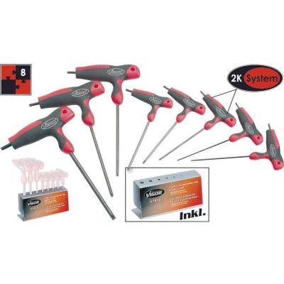 VIGOR  V1410 Jeu de 8 tournevis Torx &agrave; poign&eacute;e en T avec support