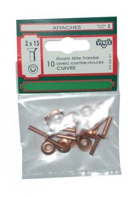 VYNEX Rivet t&ecirc;te frais&eacute;e - cuivre - 4x20 mm