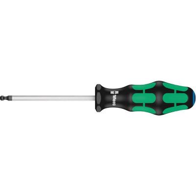 WERA  05022910001 352 Tournevis hexagonal &agrave; t&ecirc;te sph&eacute;rique, 3/16 pouce x 100 mm, Noir/vert