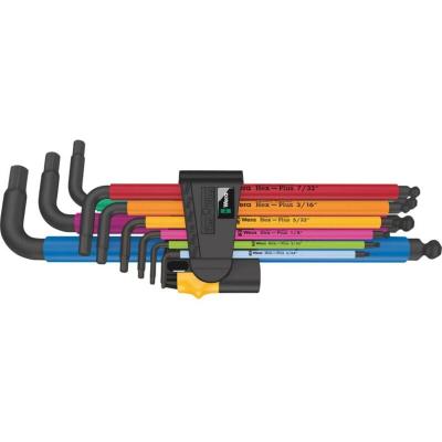 WERA  - 950/9 Hex-Plus Multicolour Imperial 2 6 pans int&eacute;rieurs Jeu de cl&eacute;s m&acirc;les coud&eacute;es 9 pi&egrave;ces
