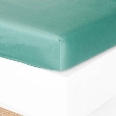 FEBRONIE Drap housse satin de coton bleu aqua 160x200x30