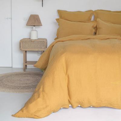 FEBRONIE Housse de couette lin lav&eacute; jaune curcuma 240x220