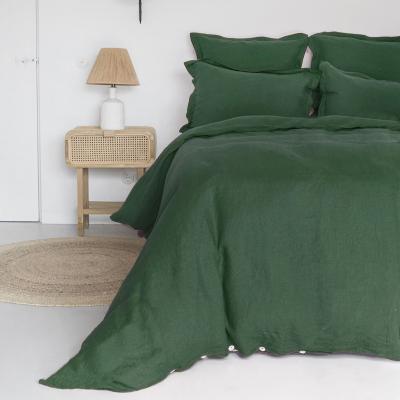 FEBRONIE Housse de couette lin lav&eacute; vert sauge 260x240
