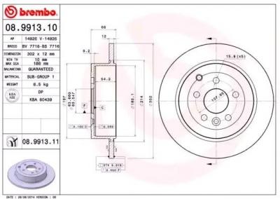 BREMBO  Jeu de 2 disques de frein 08.9913.11 LAND ROVER FREELANDER
