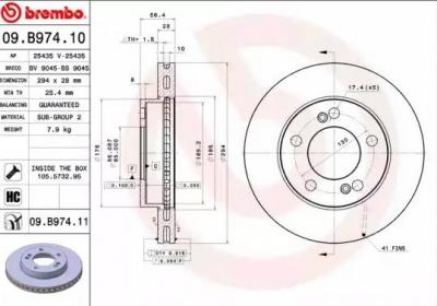 BREMBO  Jeu de 2 disques de frein 09.B974.11 SSANGYONG REXTON