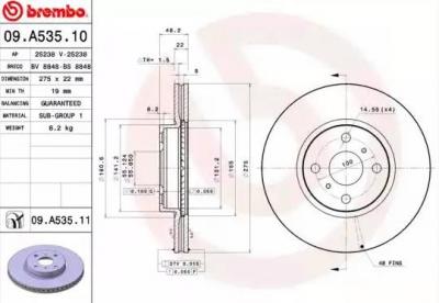 BREMBO Disque de frein COATED DISC LINE 09.A535.11 