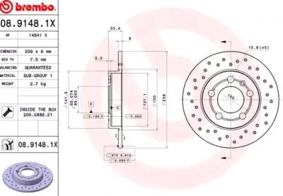 BREMBO Disque de frein  XTRA LINE  08.9148.1X, 1 pi&egrave;ce