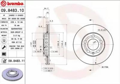 BREMBO Disque de frein  09.8483.11, 1 pi&egrave;ce
