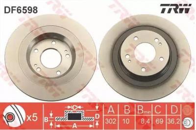 TRW Disque de frein  DF6598, 1 pi&egrave;ce