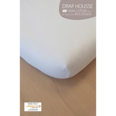 KADOLIS Drap Housse Coton Bio Jersey Pour Lit B&eacute;b&eacute; Blanc
